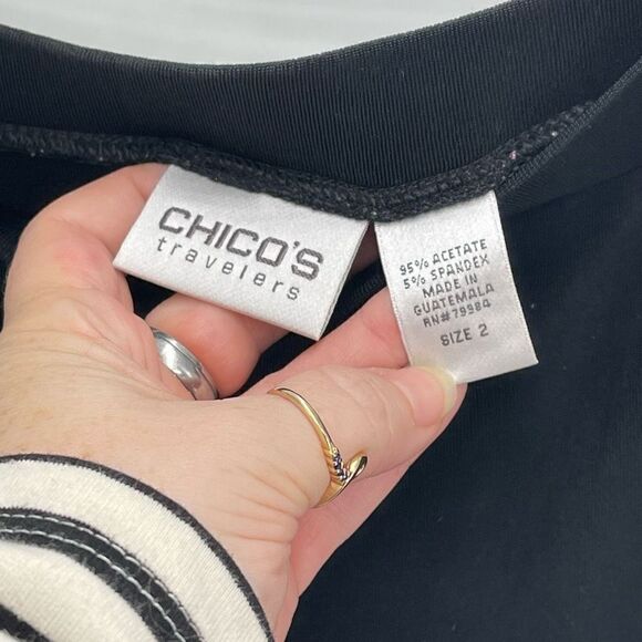 Chico's Womens Pull On Travellers Pants Zip Pocket Crop Stretch Black large 2 - Picture 5 of 10